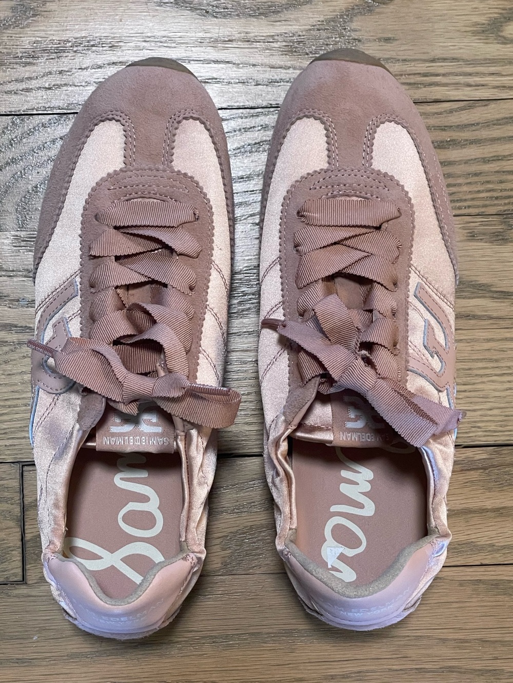 NWOT - Sam Edelman “Isella 3” Satin & Suede Sneakers - Ballet Pink - Sz 9